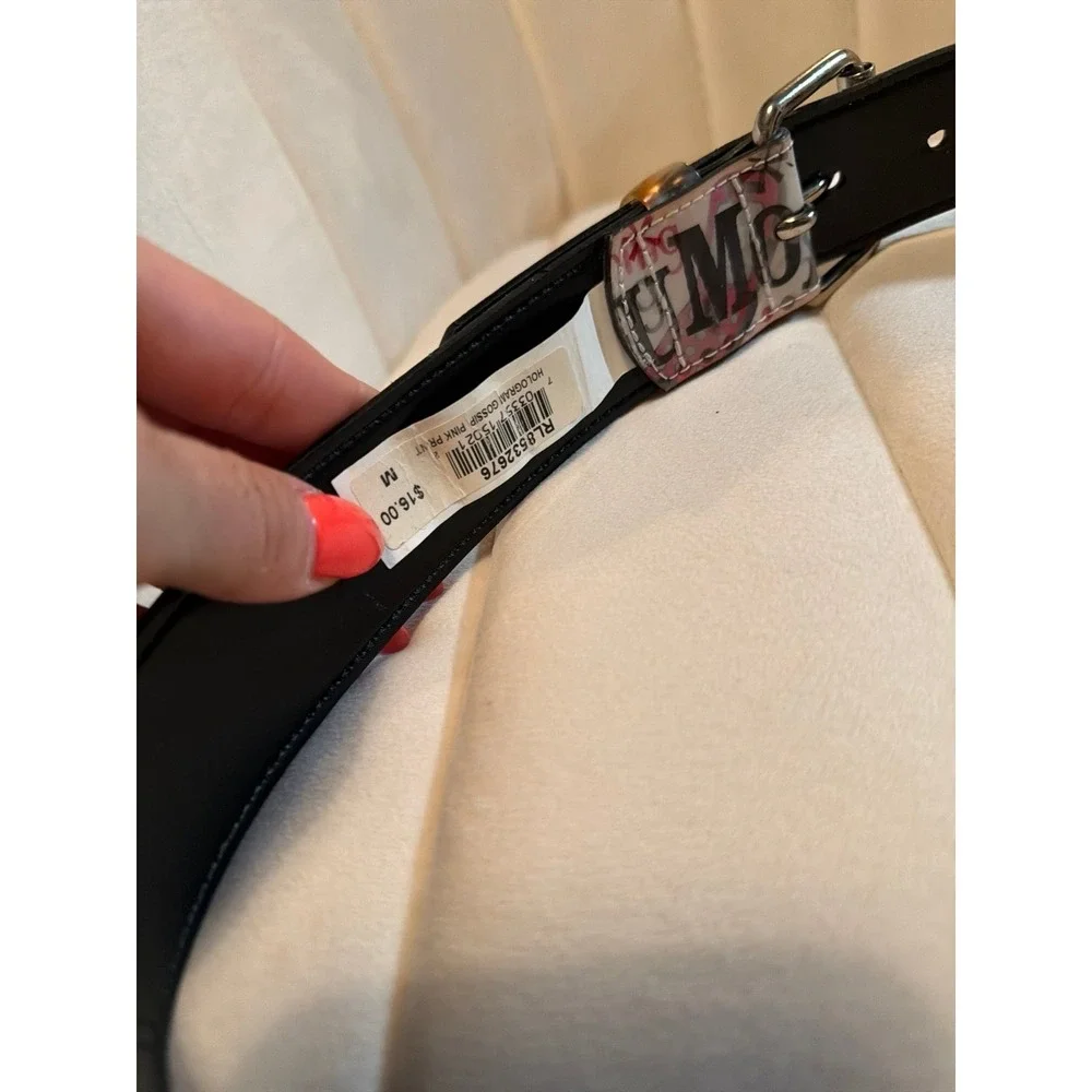 Vintage Y2K Hologram Belt Holographic Gossip Kiss Lips Pucker